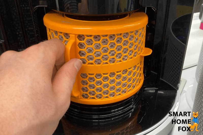 Der biostatische Verdunster wird in den Dyson Pure Humidify+Cool PH01 Luftreiniger, Luftbefeuchter und Ventilator eingesetzt.